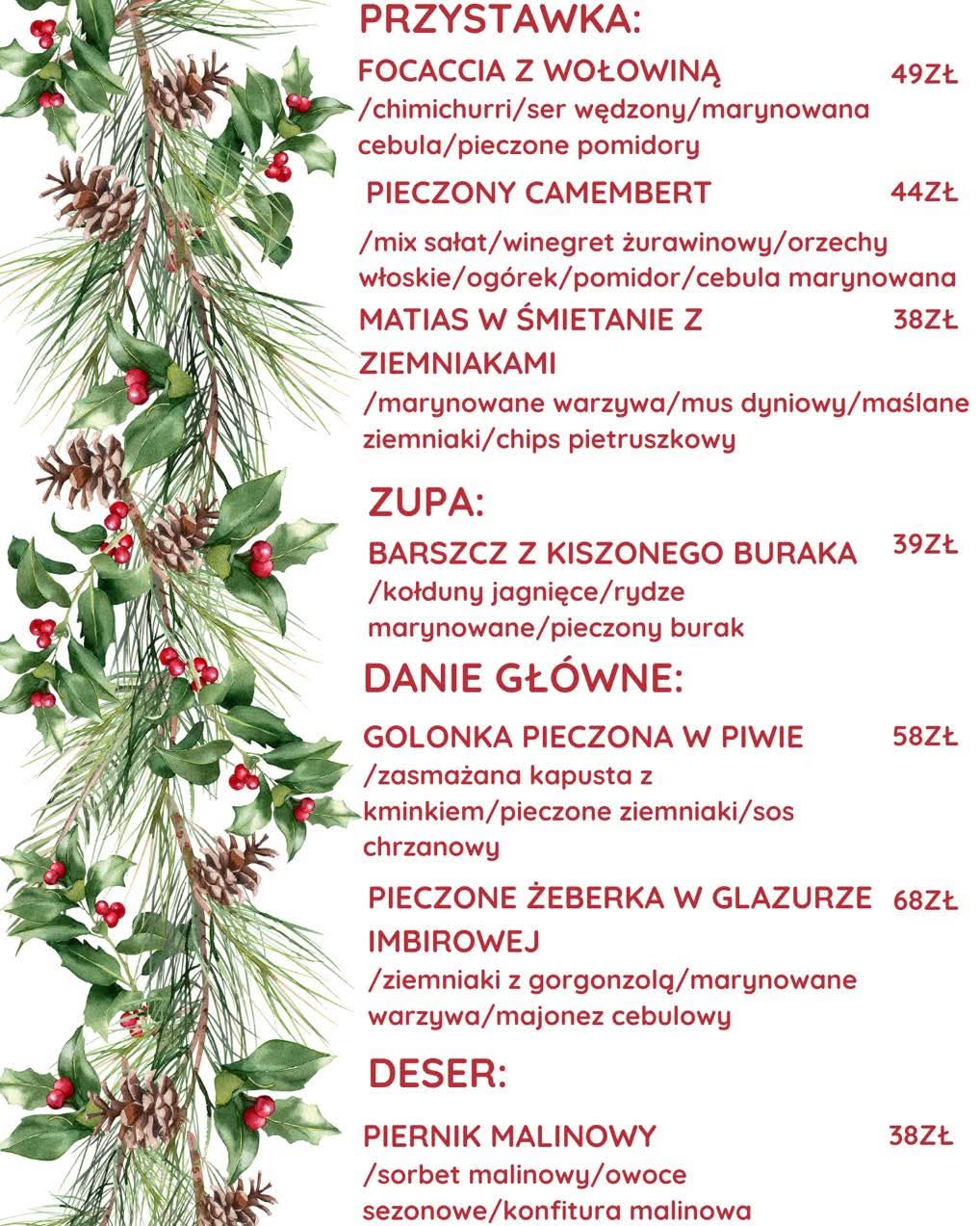 Menu Grudzień 2025 restauracja elbląg menu sierpień 2025