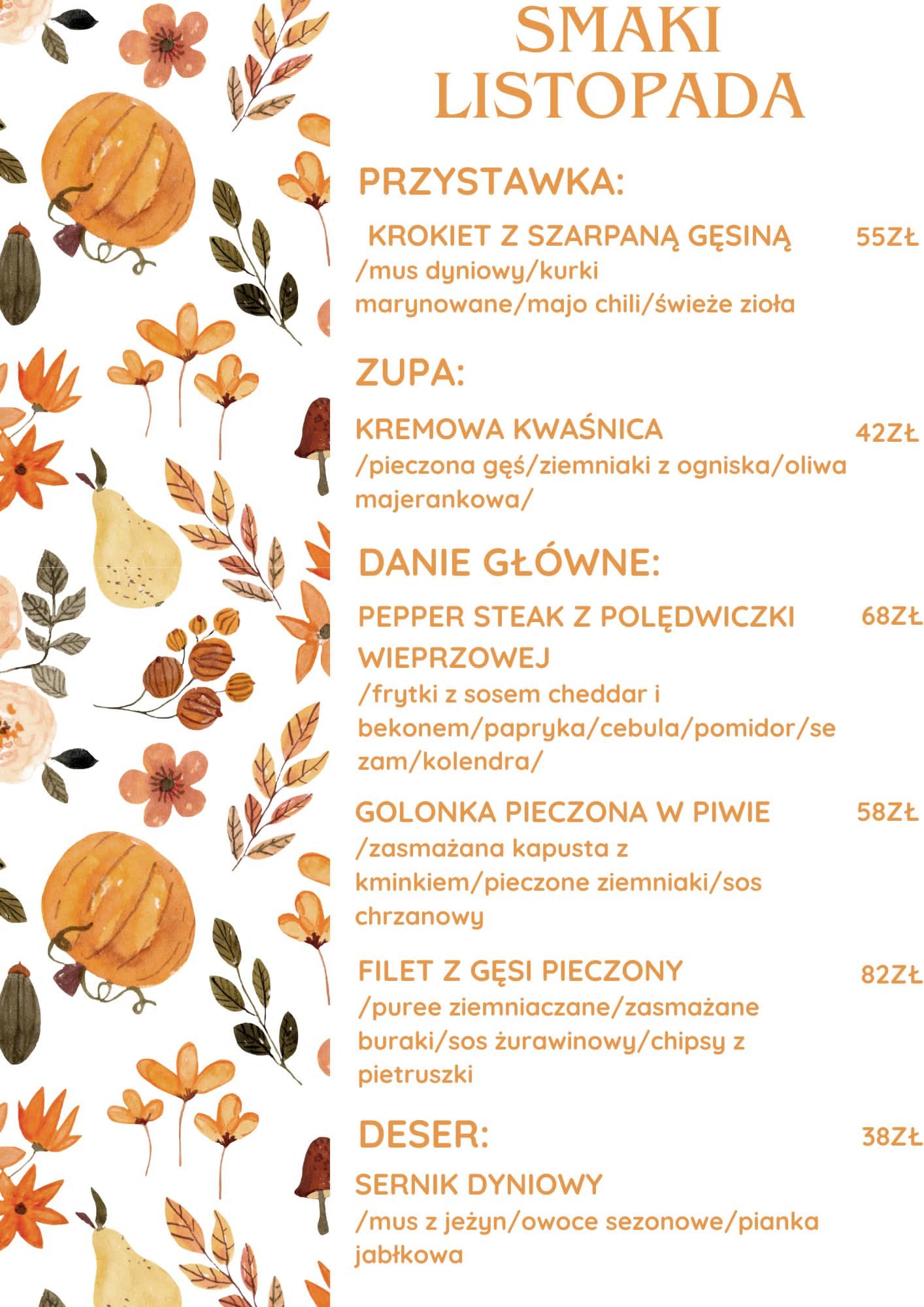 Menu Listopad restauracja elbląg menu sierpień 2025